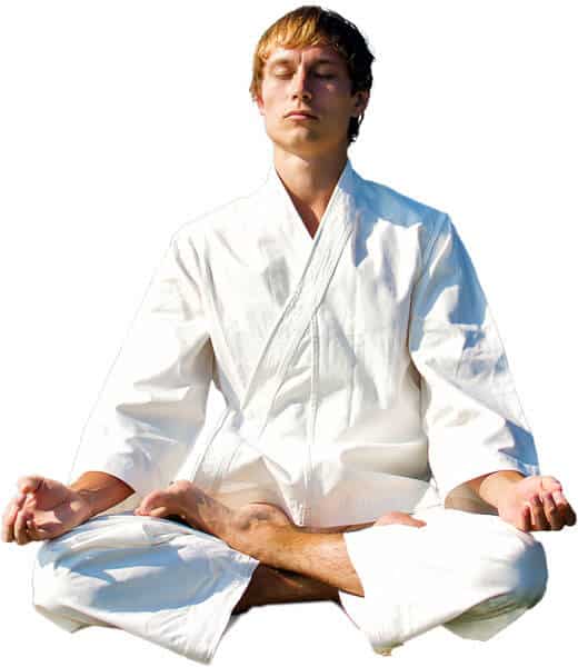 Martial Arts Lessons for Adults in Chesapeake VA - Young Man Thinking and Meditating in White